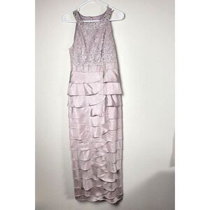 Jessica Howard Mother of the Bride‎ Dress SZ 8 Lace Beaded Tiered Maxi Gown READ